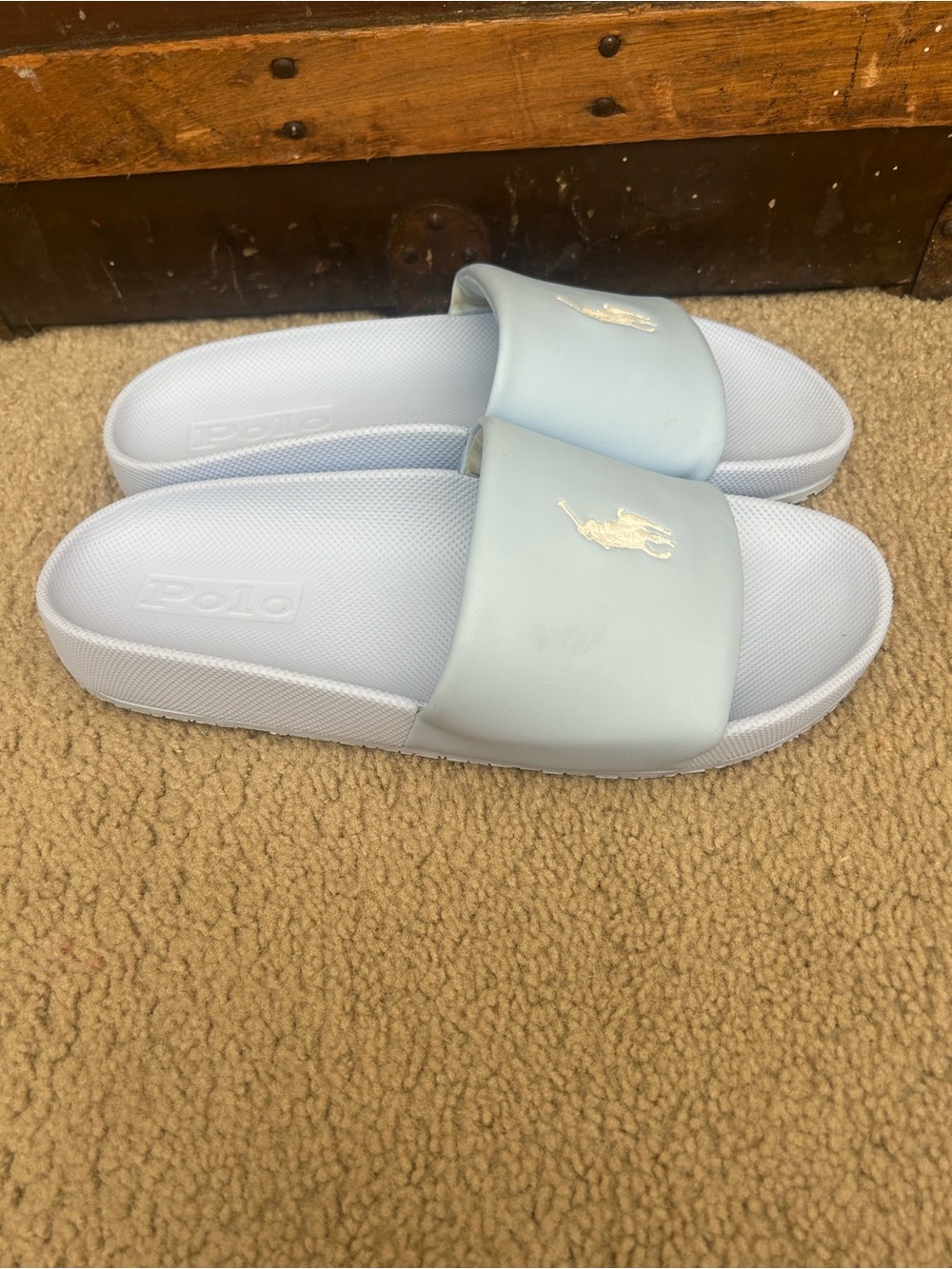 Polo by Ralph Lauren Pale Blue Slide Sandals for Women